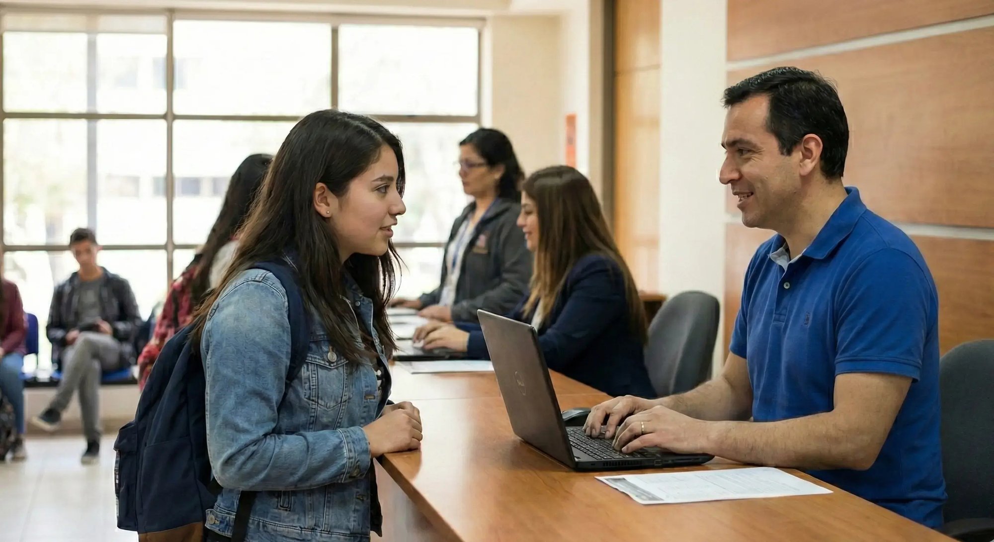 estudiante en mesa de ayuda